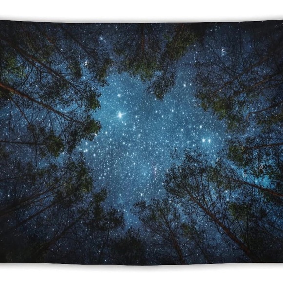 Starry Tapestry Forest Trees Night Sky Stars Tapestry - Picture 2 of 4